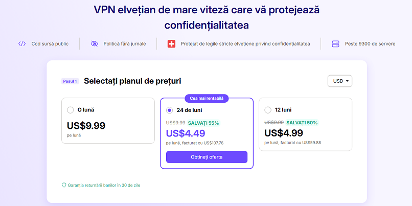 Screenshot of Proton VPN's deal