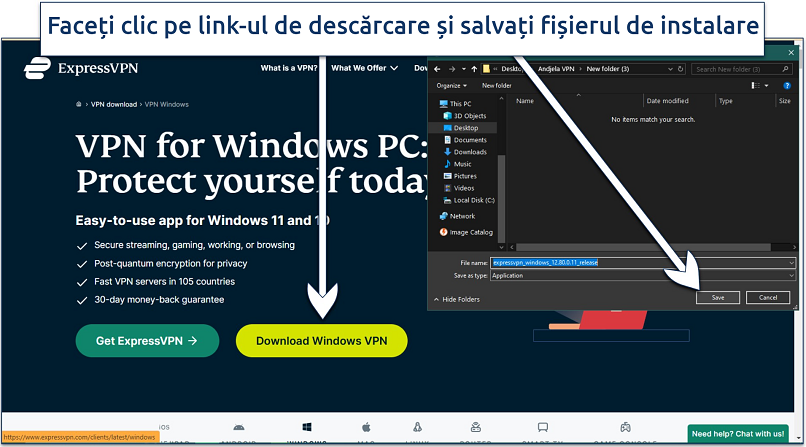 Screenshot showing how to install ExpressVPN on Windows to get a Romanian IP