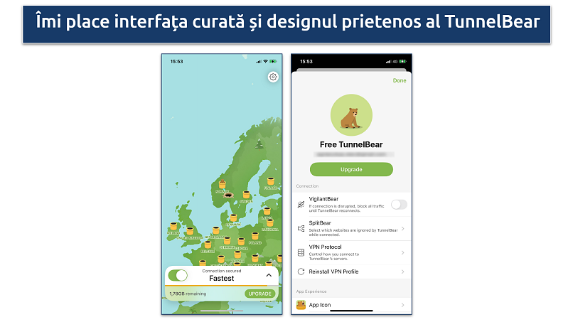 Screenshot of the interactive server map in the TunnelBear app