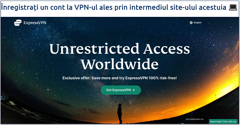 A screenshot ExpressVPN's website