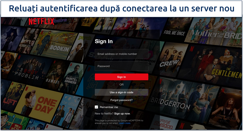 Screenshot of the Netflix sign-in page