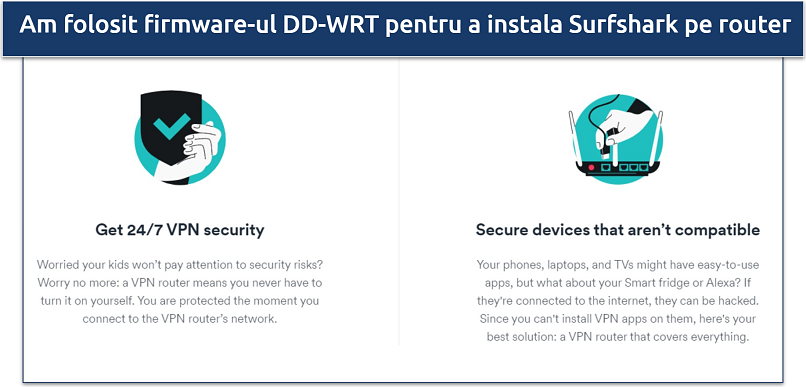 Screenshot about Surfshark's strong VPN security on routers