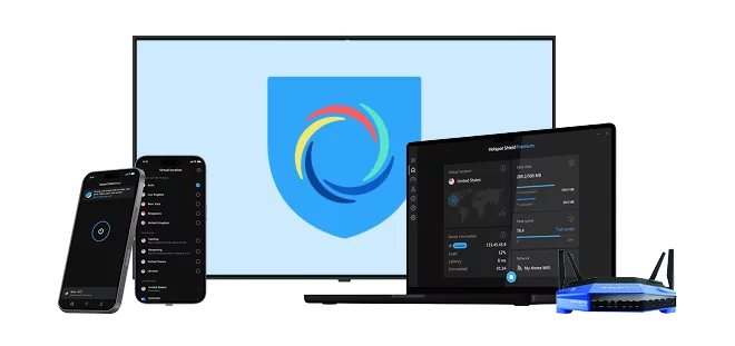 Small assortment of technological devices compatible with Hotspot Shield.