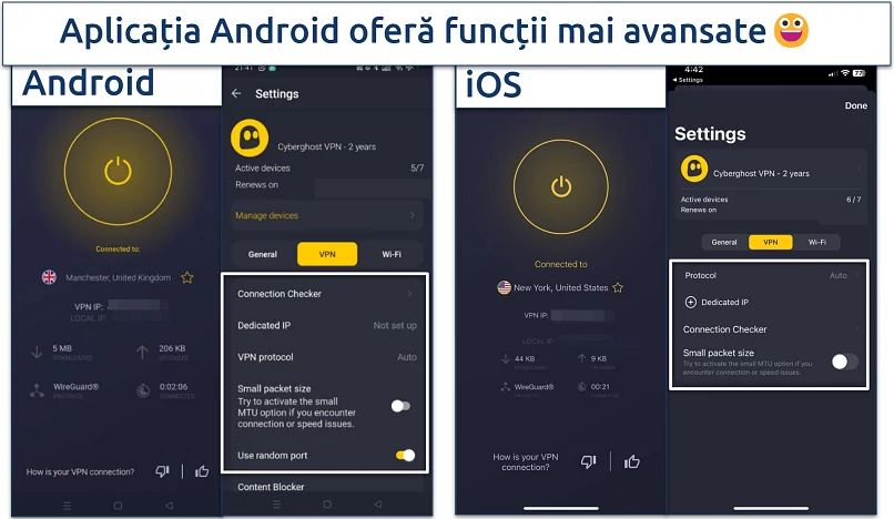 Screenshot of CyberGhost's mobile apps
