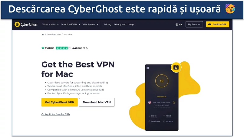 Screenshot of CyberGhost's page for its mac app