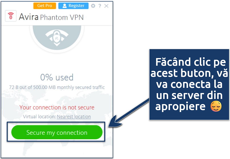 Screenshot showing how to enable Avira Phantom VPN