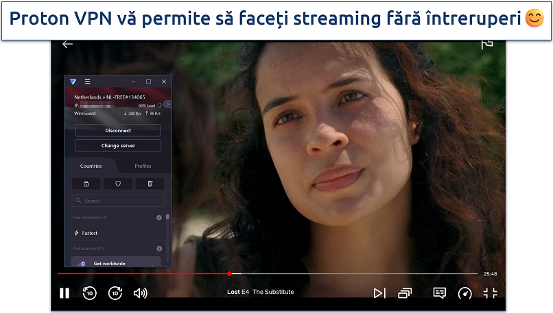 Screenshot of YouTube streaming with Proton VPN connected